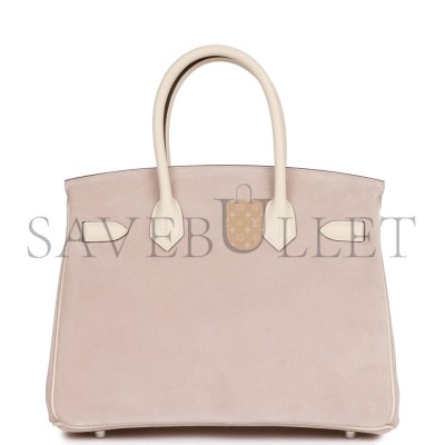 HERMES BIRKIN 30 SWIFT AND SUEDE PALLADIUM HARDWARE (30*22*16cm)