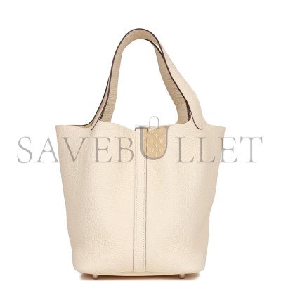 HERMES PICOTIN LOCK 22 CLEMENCE PALLADIUM HARDWARE (22*21*17cm) HERMES PICOTIN LOCK 22 CLEMENCE PALLADIUM HARDWARE (22*21*17cm)