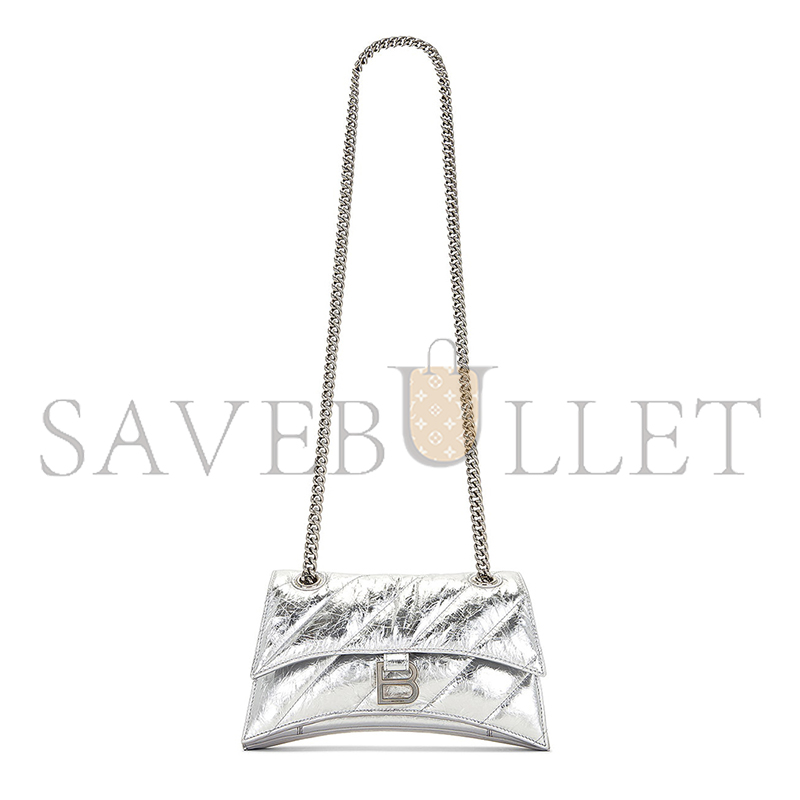 BALENCIAGA WOMEN'S CRUSH CHAIN BAG IN SMALL SILVER 716351210IW8110 (24.9*15*7.9cm) BALENCIAGA WOMEN'S CRUSH CHAIN BAG IN SMALL SILVER 716351210IW8110 (24.9*15*7.9cm)