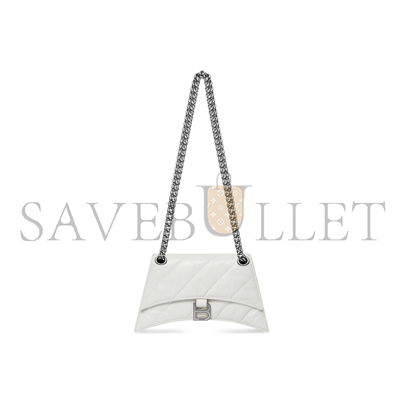 BALENCIAGA WOMEN'S CRUSH CHAIN BAG IN SMALL WHITE 716351210J09001 (24.9*15*7.9cm) BALENCIAGA WOMEN'S CRUSH CHAIN BAG IN SMALL WHITE 716351210J09001 (24.9*15*7.9cm)
