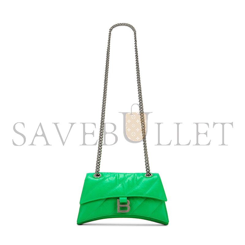 BALENCIAGA WOMEN'S CRUSH CHAIN BAG IN SMALL GREEN 716351210J03809 (24.9*15*7.9cm) BALENCIAGA WOMEN'S CRUSH CHAIN BAG IN SMALL GREEN 716351210J03809 (24.9*15*7.9cm)