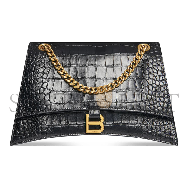 BALENCIAGA WOMEN'S CRUSH CHAIN BAG MEDIUM IN BLACK 716393210IX1000 (31*19.8*6.9cm)