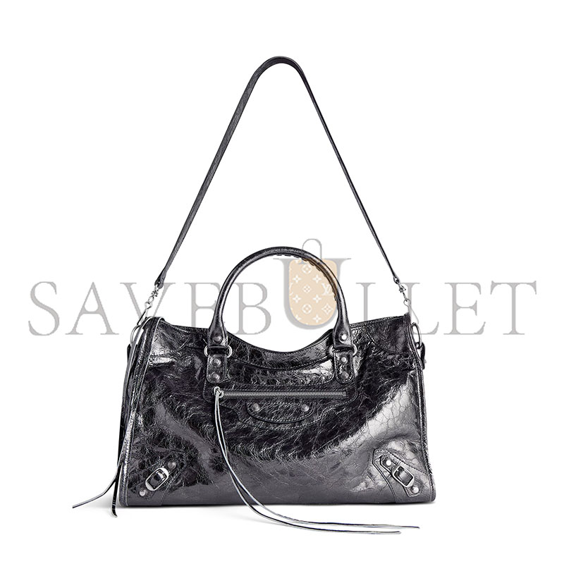 BALENCIAGA WOMEN'S LE CITY BAG MEDIUM IN STEEL GREY 7977862AA9R1314 (37*23.4*14.9cm) BALENCIAGA WOMEN'S LE CITY BAG MEDIUM IN STEEL GREY 7977862AA9R1314 (37*23.4*14.9cm)