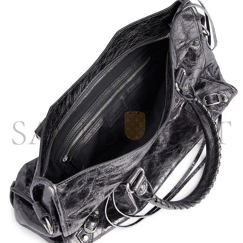 BALENCIAGA WOMEN'S LE CITY BAG MEDIUM IN STEEL GREY 7977862AA9R1314 (37*23.4*14.9cm) BALENCIAGA WOMEN'S LE CITY BAG MEDIUM IN STEEL GREY 7977862AA9R1314 (37*23.4*14.9cm)