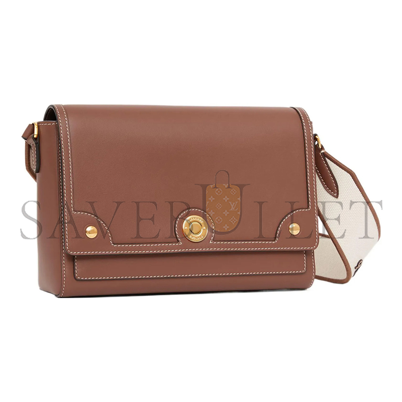 BURBERRY BROWN TOPSTITCHED LEATHER NOTE CROSSBODY BAG 80430551 (25*18*8.5cm)