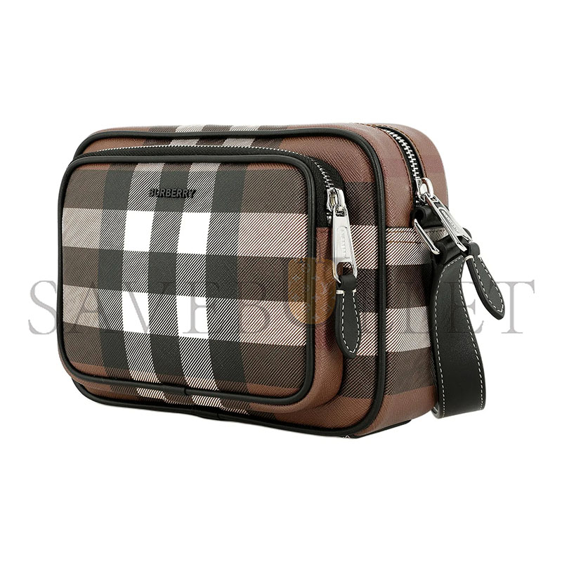 BURBERRY CHECK-PRINT CROSSBODY BAG IN BROWN 80491451 (22.5*14.5*8.2cm)