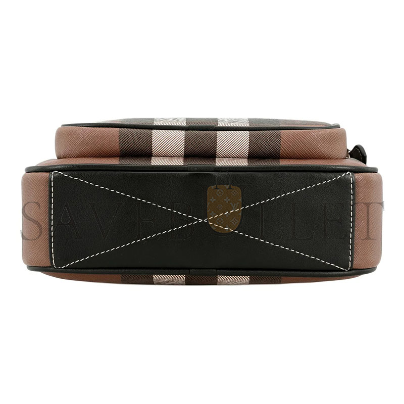 BURBERRY CHECK-PRINT CROSSBODY BAG IN BROWN 80491451 (22.5*14.5*8.2cm)