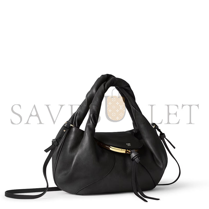FENDI SPY SMALL BLACK LEATHER BAG 8BR838AYCTF0KUR (32*18*12cm)