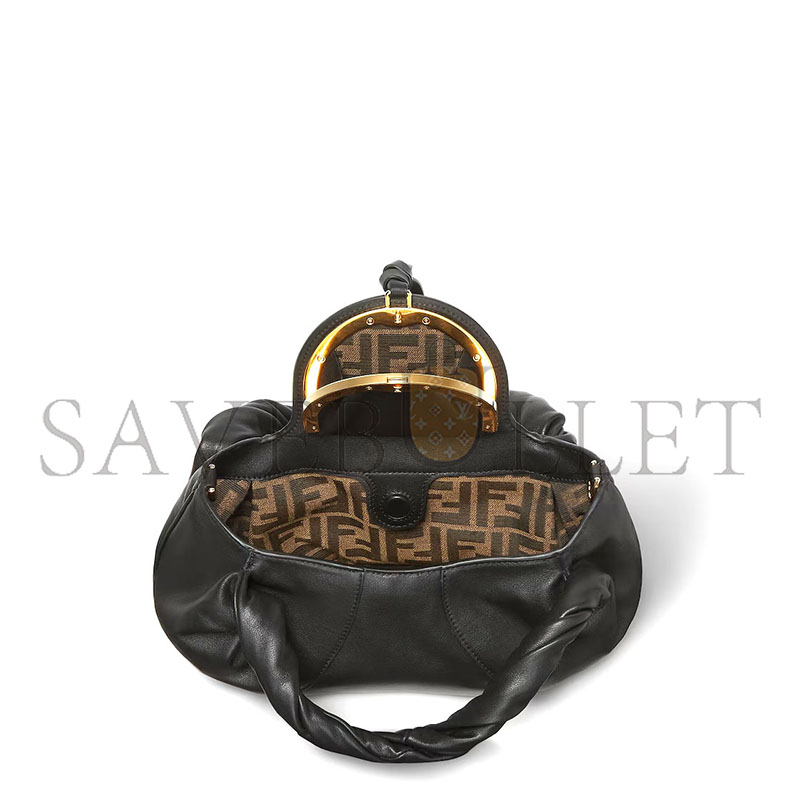 FENDI SPY SMALL BLACK LEATHER BAG 8BR838AYCTF0KUR (32*18*12cm)