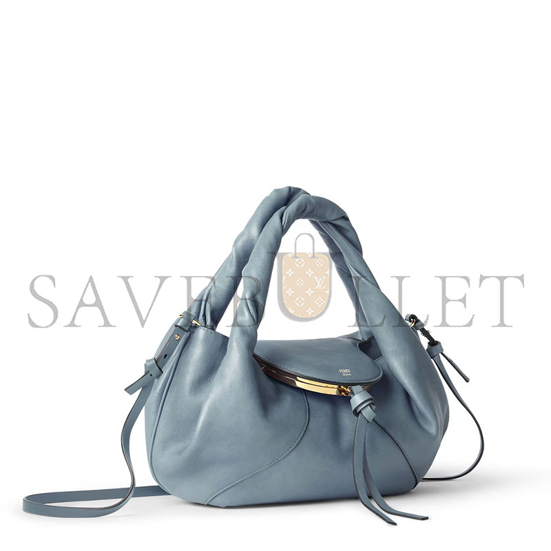 FENDI SPY SMALL MERCURY BLUE LEATHER BAG 8BR838AYCTF1UJC (32*18*12cm)