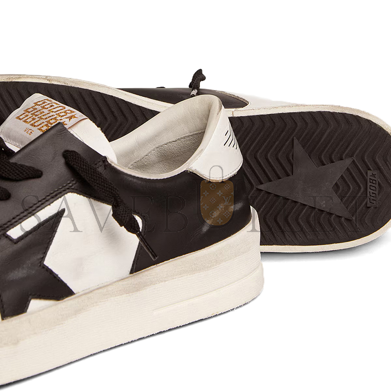 GOLDEN GOOSE MEN'S STARDAN IN WHITE AND BLACK LEATHER GMF00128