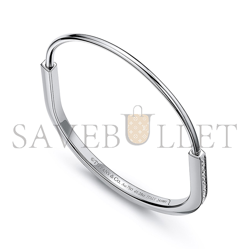 TIFFANY NARROW BANGLE IN WHITE GOLD WITH HALF PAVÉ DIAMONDS 74363938 TIFFANY NARROW BANGLE IN WHITE GOLD WITH HALF PAVÉ DIAMONDS 74363938