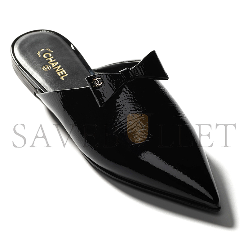 CHANEL MULES PATENT CALFSKIN BLACK G46550