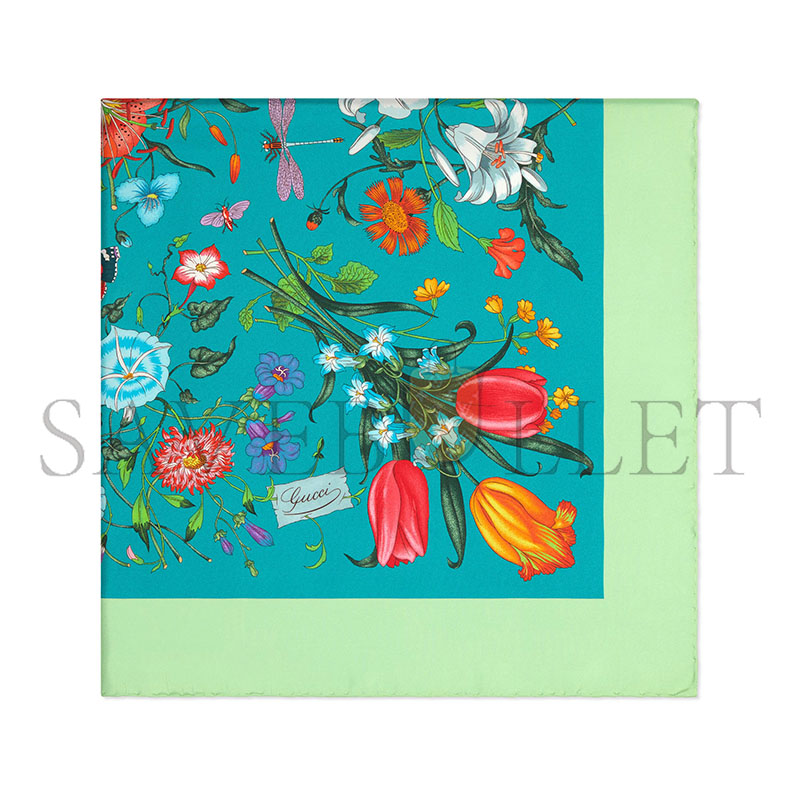 GUCCI PRINTED FLORA SILK TWILL CARRÉ 770400 (90*90cm) GUCCI PRINTED FLORA SILK TWILL CARRÉ 770400 (90*90cm)