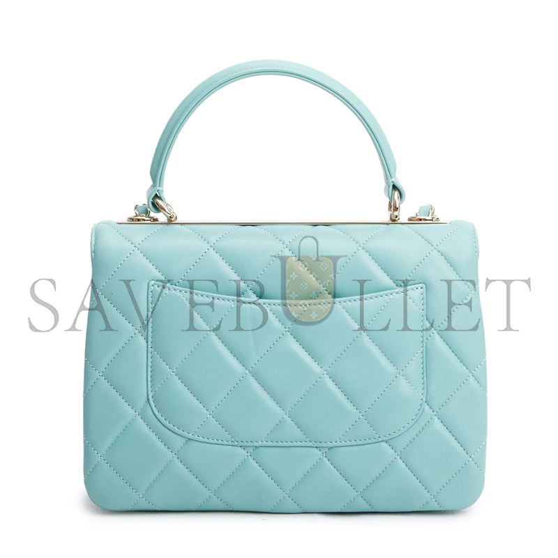 CHANEL LAMBSKIN QUILTED SMALL TRENDY TOP HANDLE BAG A92236 02 (25*17*12cm)