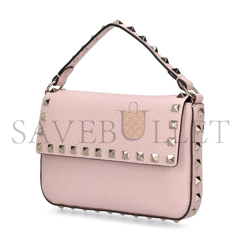 VALENTINO GARAVANI SMALL ROCKSTUD LEATHER TOP HANDLE BAG WW2P0W07VSH-P45 (19*13.5*3cm)