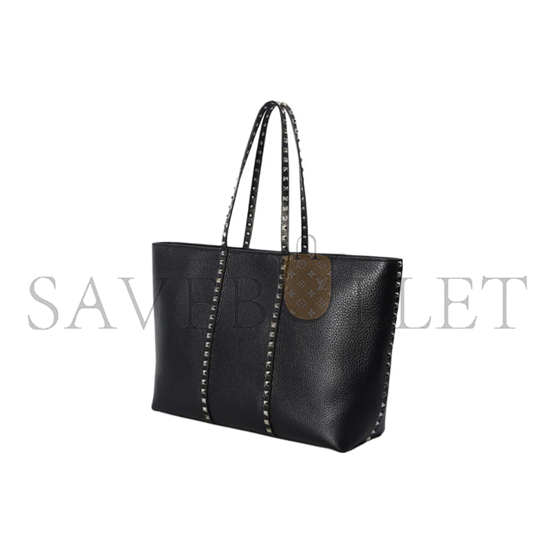 VALENTINO GARAVANI ROCKSTUD SHOPPING BAG IN GRAINY CALFSKIN 5W0B0Q67VSF0NO (37*27*12cm)