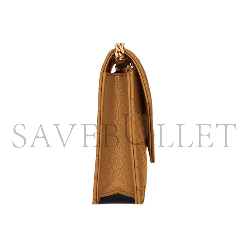 YSL CASSANDRE MATELASSÉ ENVELOPE CHAIN WALLET IN GRAIN DE POUDRE EMBOSSED LEATHER 695108BOW012516 (19*12.5*3.5cm)