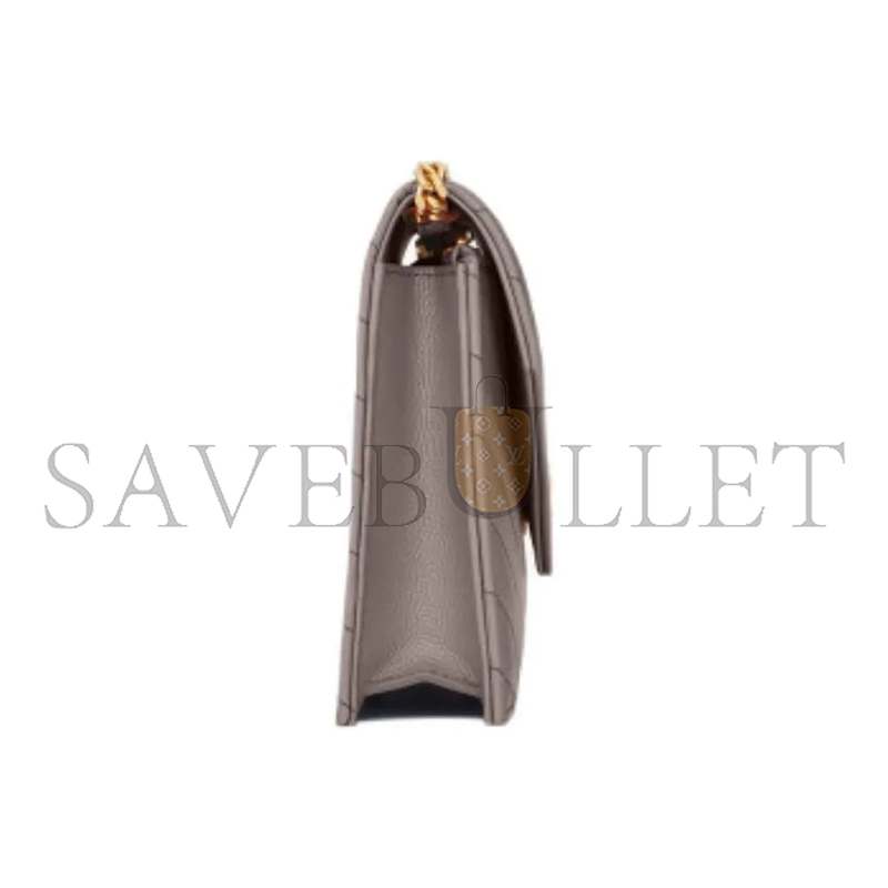 YSL CASSANDRE MATELASSÉ ENVELOPE CHAIN WALLET IN GRAIN DE POUDRE EMBOSSED LEATHER 742920BOW011202 (19*12.5*3.5cm)