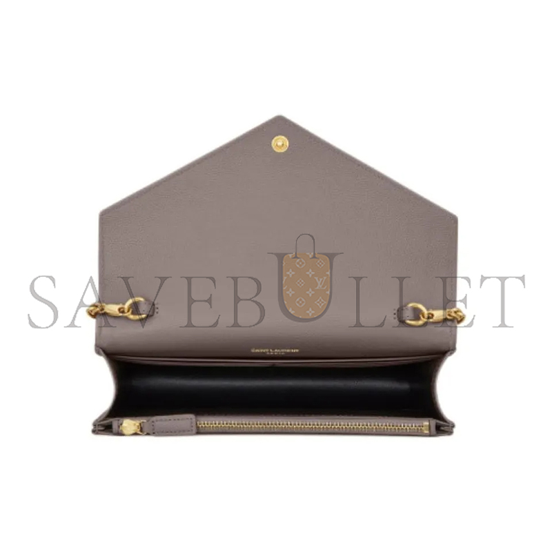 YSL CASSANDRE MATELASSÉ ENVELOPE CHAIN WALLET IN GRAIN DE POUDRE EMBOSSED LEATHER 742920BOW011202 (19*12.5*3.5cm)