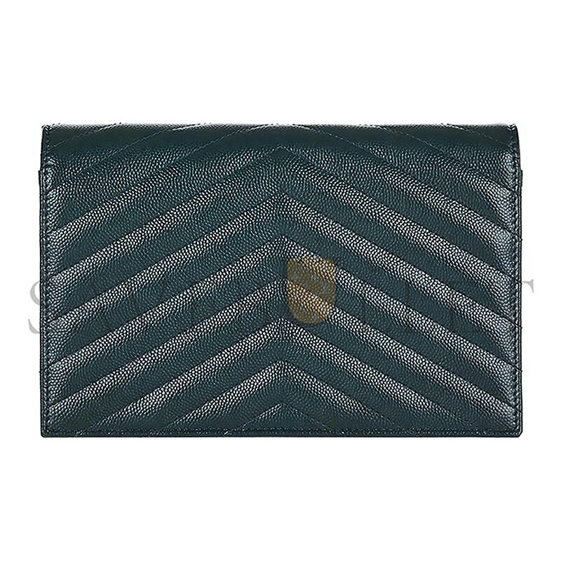 YSL CASSANDRE MATELASSÉ ENVELOPE CHAIN WALLET IN GRAIN DE POUDRE EMBOSSED LEATHER 393953BOW014458 (19*12.5*3.5cm)