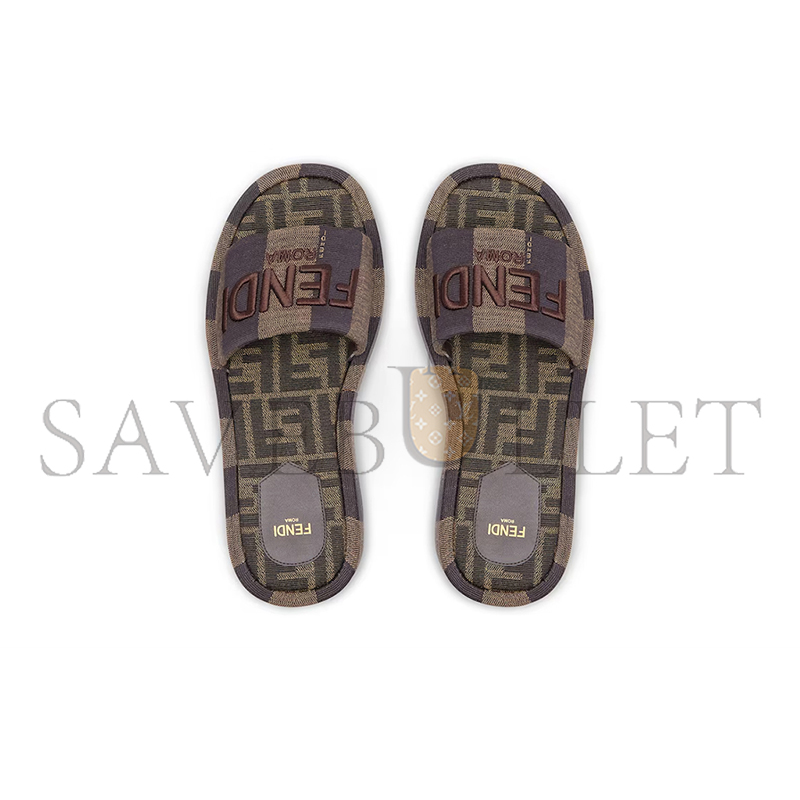 FENDI SUNSHINE BROWN FABRIC FLATFORM SLIDES 8R8515AORHF1P95 FENDI SUNSHINE BROWN FABRIC FLATFORM SLIDES 8R8515AORHF1P95