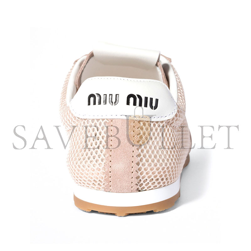 MIU MIU NUDE SUEDE AND MESH PLUME SNEAKERS 5E388E
