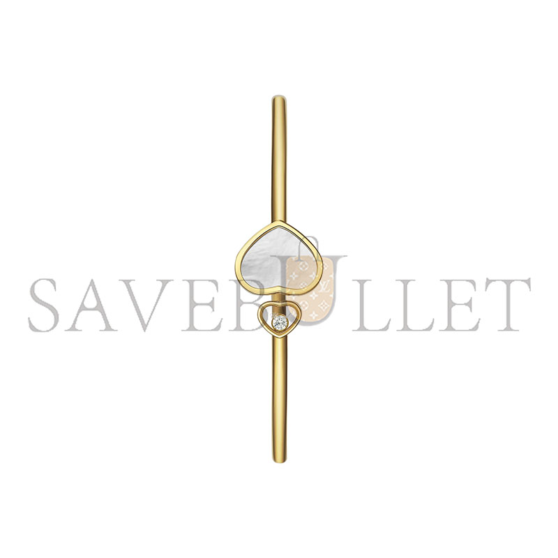 CHOPARD HAPPY HEARTS BANGLE, ETHICAL YELLOW GOLD, DIAMOND, MOTHER-OF-PEARL @857482-0300