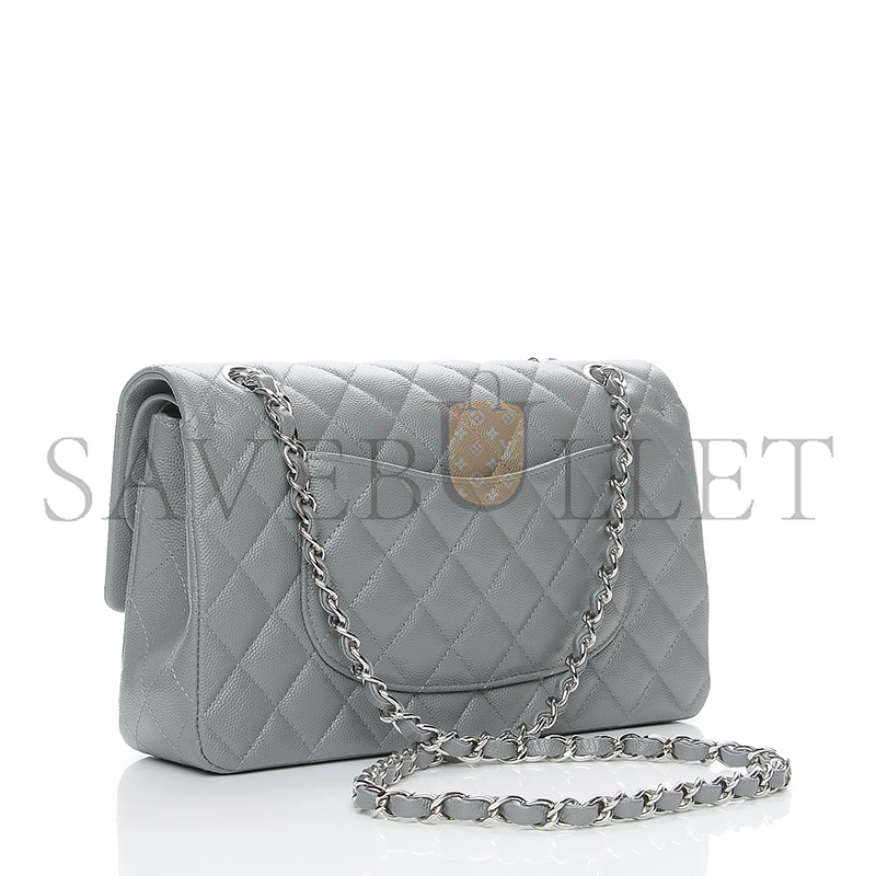 CHANEL MASTER CAVIAR QUILTED MEDIUM DOUBLE FLAP GREY 212974 (25*16*6cm)