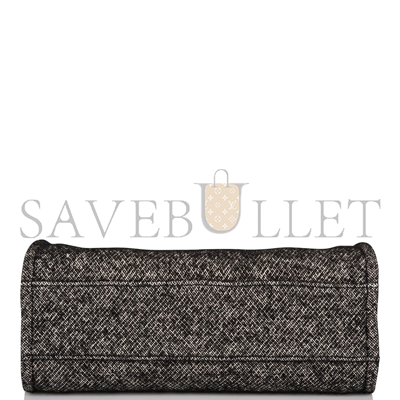 CHANEL SMALL DEAUVILLE SHOPPING BAG BLACK WOOL SILVER HARDWARE  (35*27*16cm)