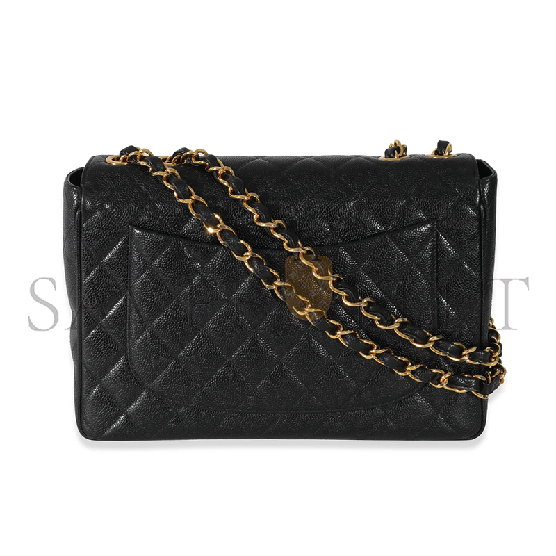 CHANEL MASTER VINTAGE BLACK CAVIAR CLASSIC FLAP BAG (30*21*8cm)