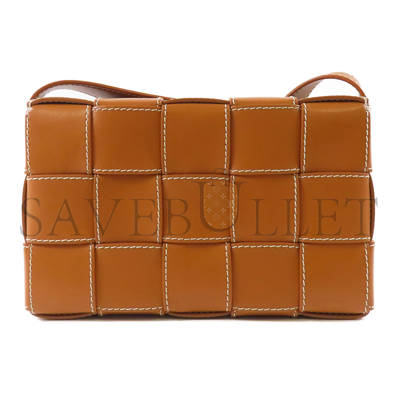 BOTTEGA VENETA LAMBSKIN LEATHER CASSETTE SHOULDER BAG WITH SILVER BUCKLE (23*14*5cm)