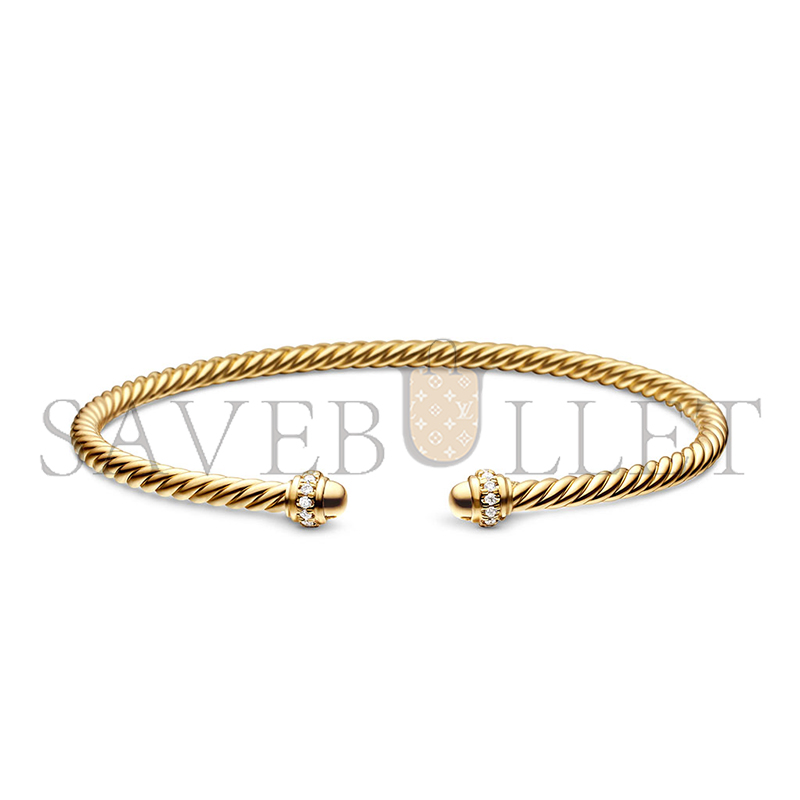 DAVID YURMAN CLASSIC CABLESPIRA BRACELET18K YELLOW GOLD WITH DIAMONDS, 3MM B13769D88ADI