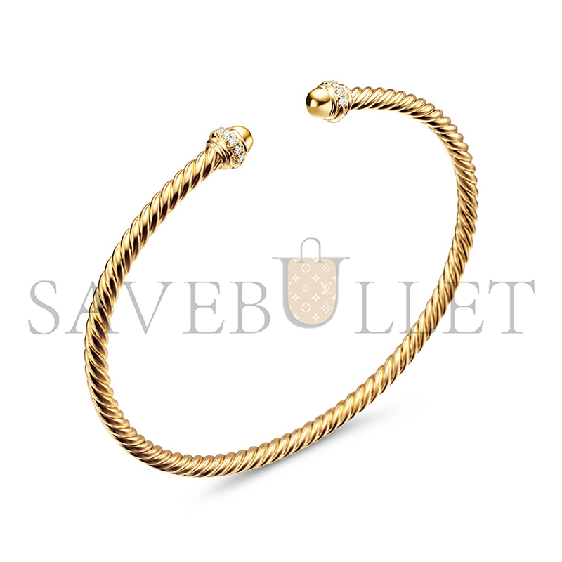 DAVID YURMAN CLASSIC CABLESPIRA BRACELET18K YELLOW GOLD WITH DIAMONDS, 3MM B13769D88ADI