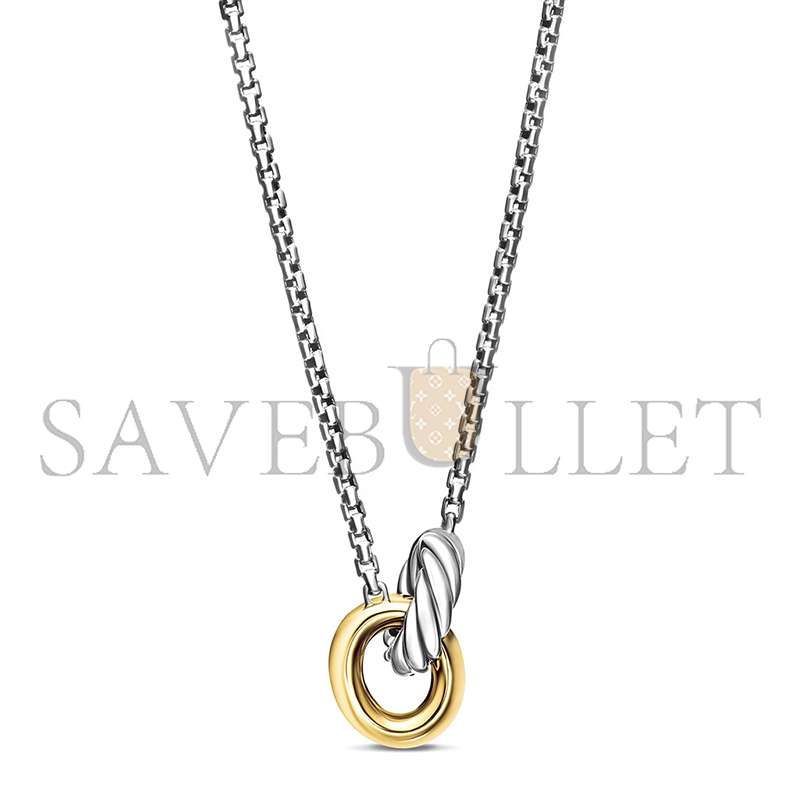 DAVID YURMAN PETITE CABLE LINKED NECKLACE STERLING SILVER WITH 14K YELLOW GOLD, 15MM 192740692154 DAVID YURMAN PETITE CABLE LINKED NECKLACE STERLING SILVER WITH 14K YELLOW GOLD, 15MM 192740692154