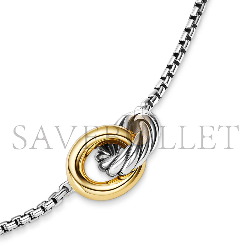 DAVID YURMAN PETITE CABLE LINKED NECKLACE STERLING SILVER WITH 14K YELLOW GOLD, 15MM 192740692154 DAVID YURMAN PETITE CABLE LINKED NECKLACE STERLING SILVER WITH 14K YELLOW GOLD, 15MM 192740692154
