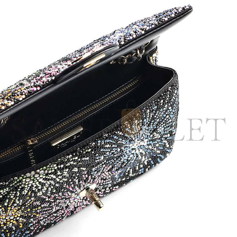 CHANEL EVENING BAG STRASS & GOLD-TONE METAL BLACK & MULTICOLOUR AS4297 (21*13*8cm)