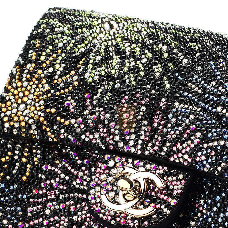 CHANEL EVENING BAG STRASS & GOLD-TONE METAL BLACK & MULTICOLOUR AS4297 (21*13*8cm)