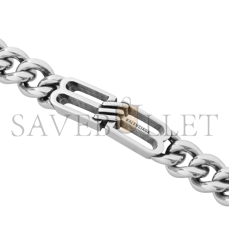 BALENCIAGA BB ICON GOURMETTE BRACELET IN ANTIQUE SILVER 718493TZ99I0911 BALENCIAGA BB ICON GOURMETTE BRACELET IN ANTIQUE SILVER 718493TZ99I0911