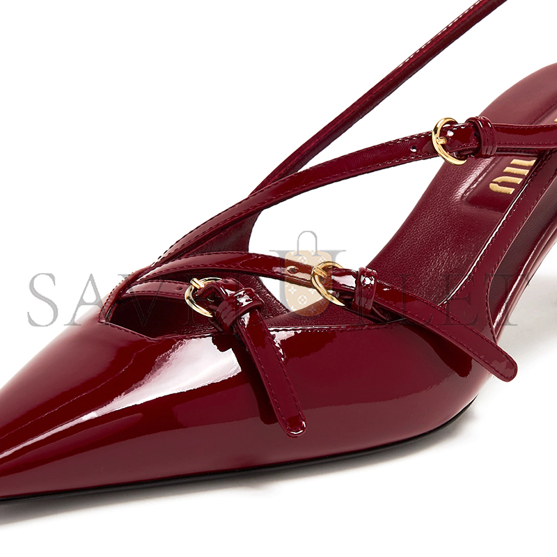 MIU MIU PATENT LEATHER SLINGBACKS WITH BUCKLES 5I013E