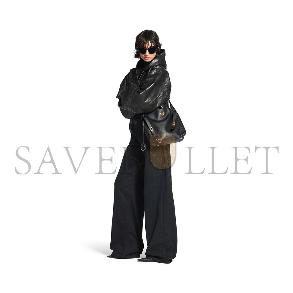 BALENCIAGA BEL AIR SMALL HOBO BAG IN BLACK SMOOTH CALFSKIN, GOLD HARDWARE 8110182ABAV1000 (26.9*25.9*9.9cm) BALENCIAGA BEL AIR SMALL HOBO BAG IN BLACK SMOOTH CALFSKIN, GOLD HARDWARE 8110182ABAV1000 (26.9*25.9*9.9cm)