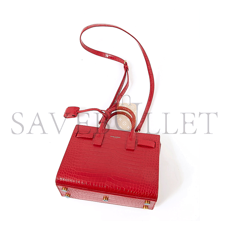 YSL RED CROC EMBOSSED NANO SAC DE JOUR BAG 421863 (26*20.5*12.5cm)