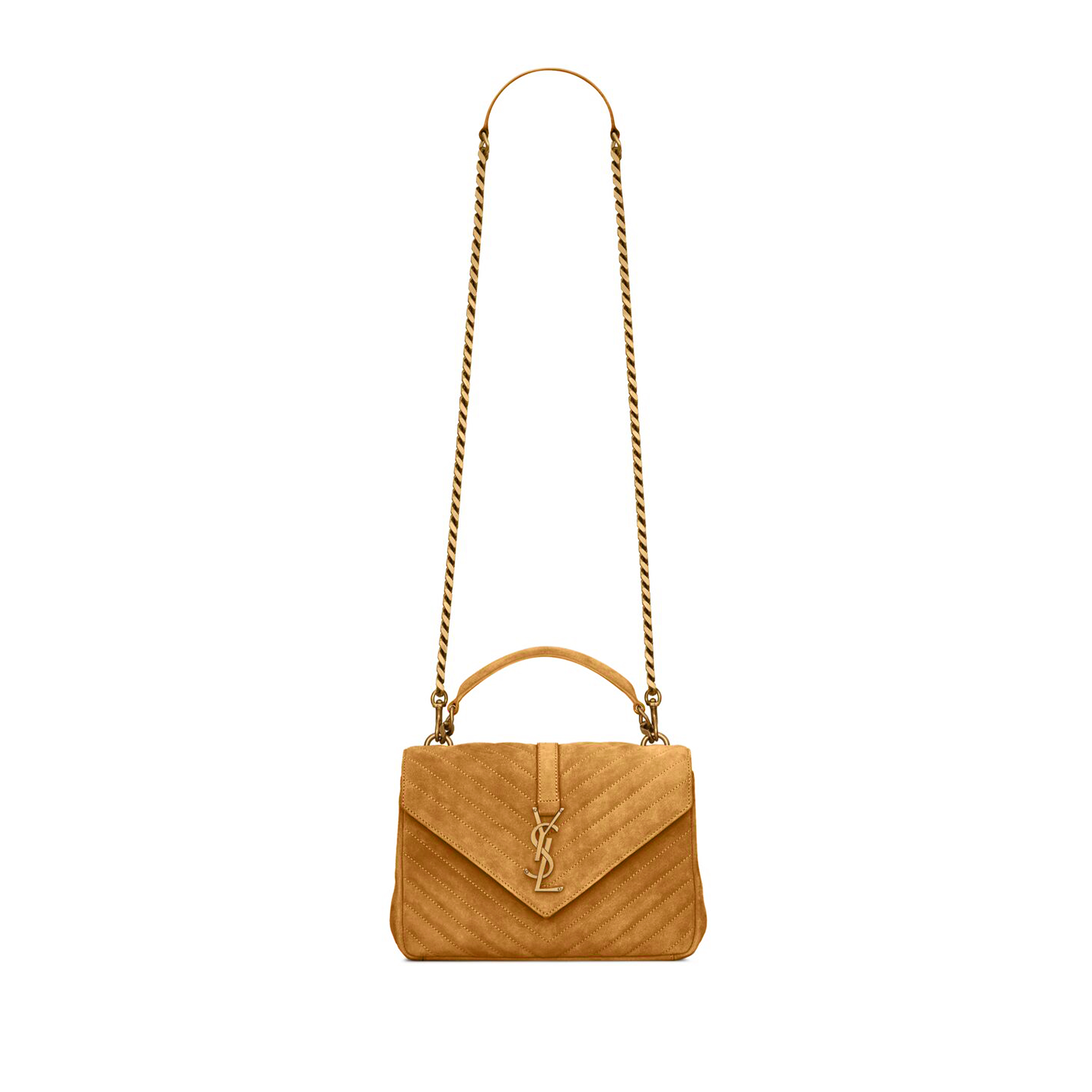 YSL COLLEGE MEDIUM IN QUILTED SUEDE 392737500263 (24*17*6cm)
