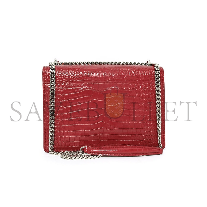 YSL SUNSET MEDIUM CHAIN BAG IN CROCODILE-EMBOSSED SHINY LEATHER 442906DND0N6805 (22*16*6.5cm)