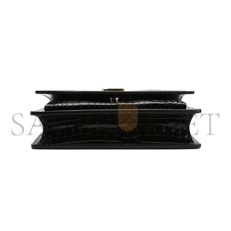 YSL SUNSET TOP HANDLE IN CROCODILE-EMBOSSED SHINY LEATHER 533026DND1J1000 (19*14*5.5cm)