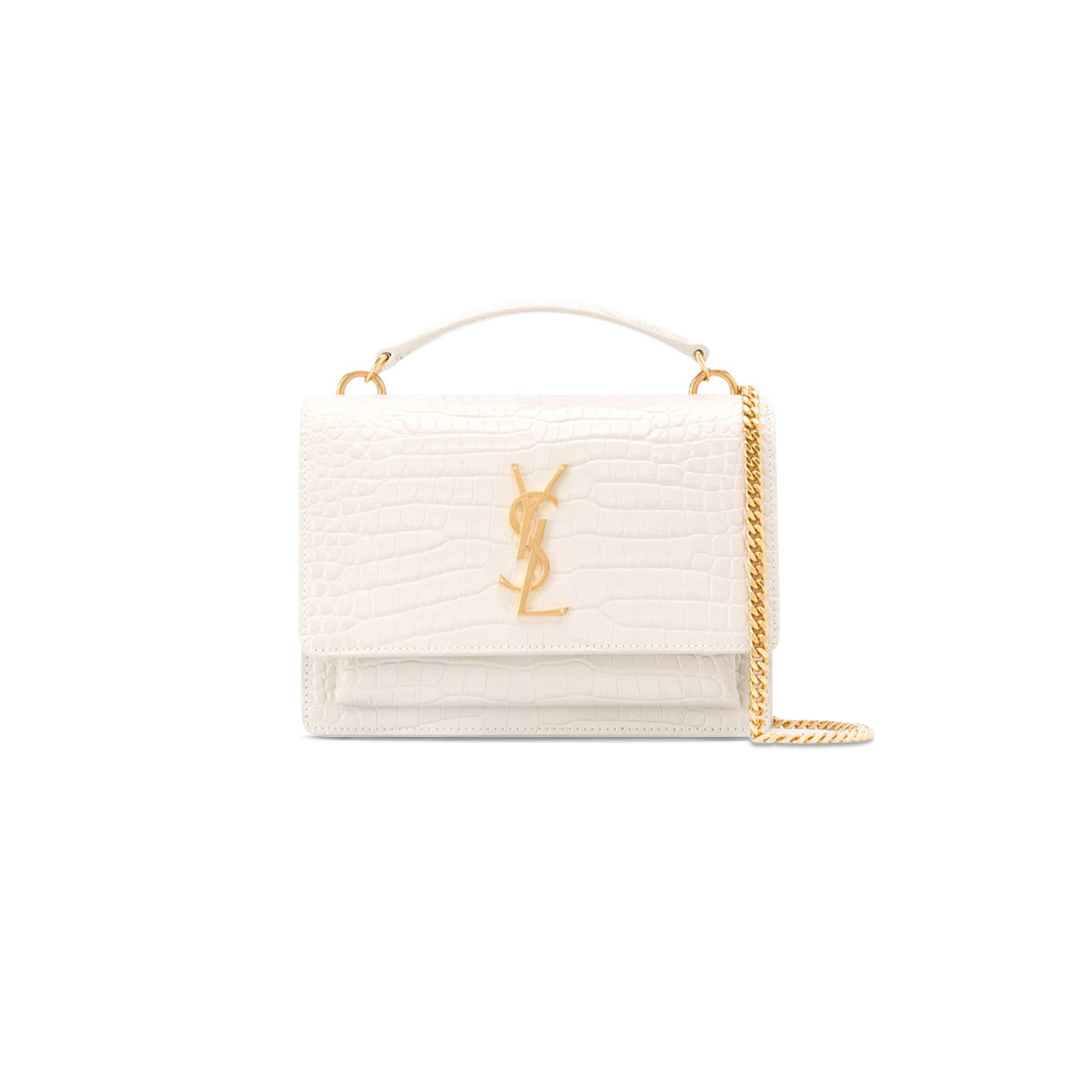 YSL SUNSET TOP HANDLE IN CROCODILE-EMBOSSED SHINY LEATHER 533026DND1J9207 (19*14*5.5cm)