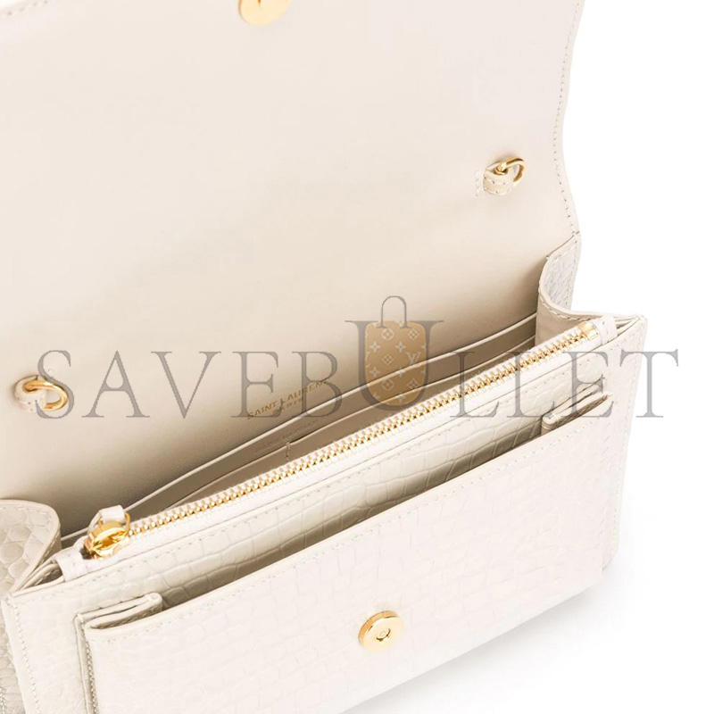 YSL SUNSET TOP HANDLE IN CROCODILE-EMBOSSED SHINY LEATHER 533026DND1J9207 (19*14*5.5cm)