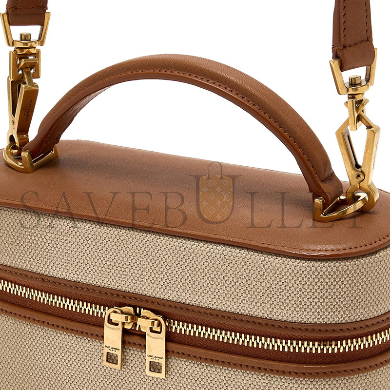YSL GABY MINI VANITY BAG IN CANVAS AND LEATHER 834213FAC7T9856 (18*11*6.5cm)