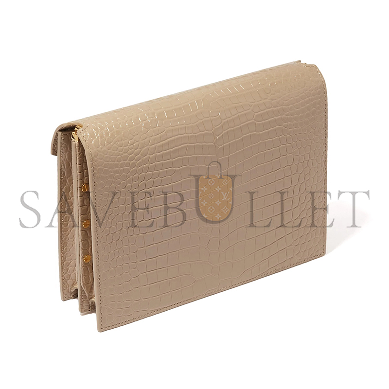 YSL CASSANDRA MEDIUM CHAIN BAG IN CROCODILE-EMBOSSED SHINY LEATHER 532750DND0J2721 (22*16.5*5.5cm)