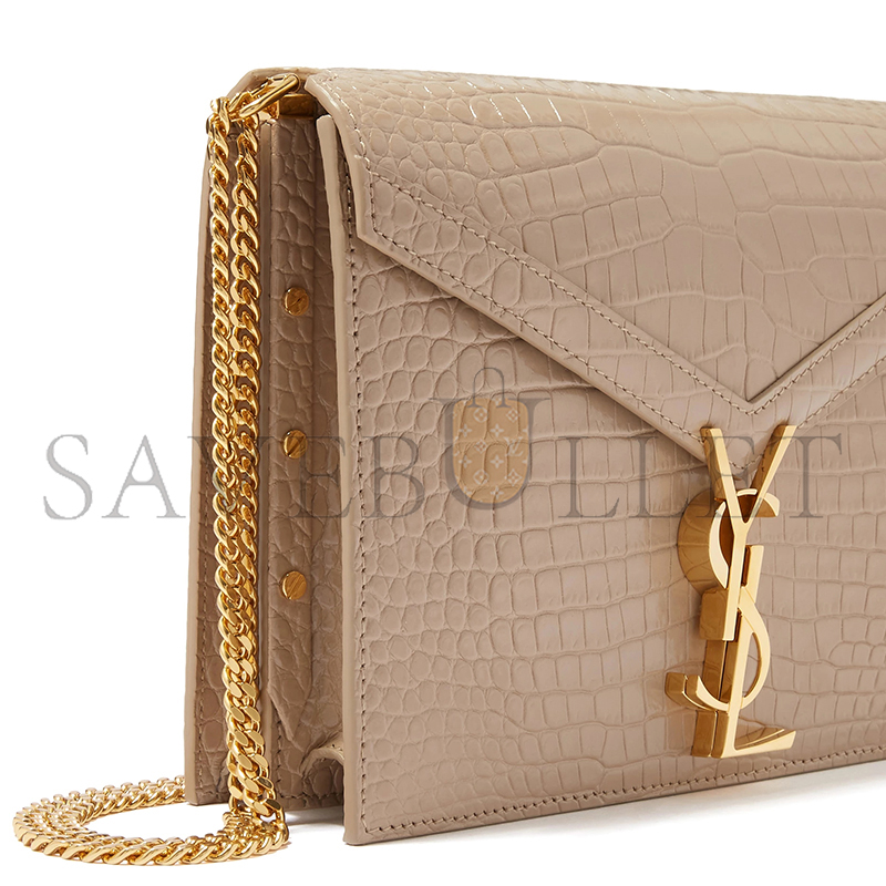 YSL CASSANDRA MEDIUM CHAIN BAG IN CROCODILE-EMBOSSED SHINY LEATHER 532750DND0J2721 (22*16.5*5.5cm)